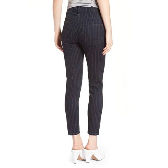 Citizens of Humanity COH Blue Pinstripe Rocket Crop High Rise Skinny Jeans - Picture 3 of 16